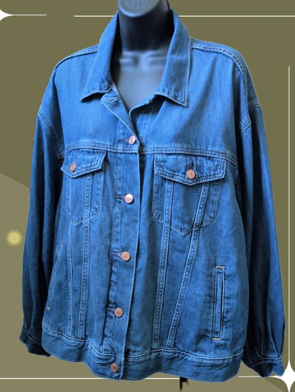 ✨ Gap X Doen Collab Oversized Mid Blue Denim Jean Jacket Size L